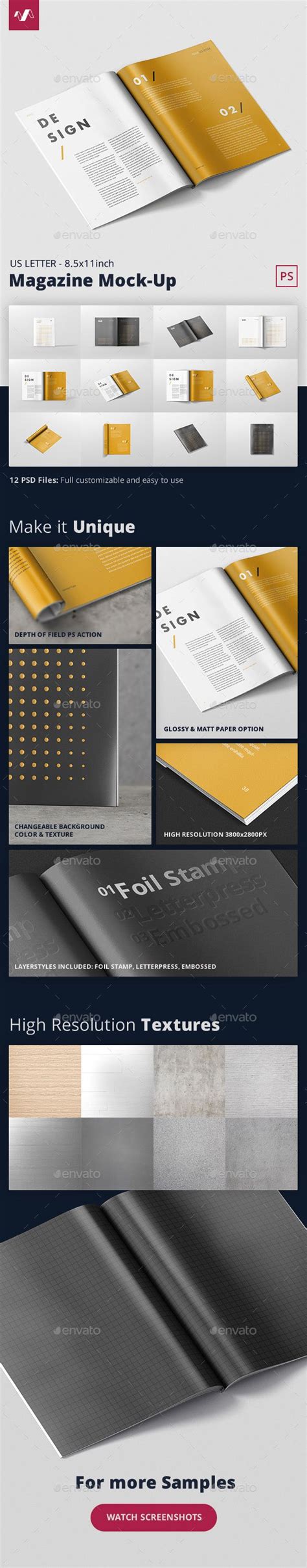 Download Magazine Mockup US Letter 8.5x11 inch — PSD Template #book #design • Download https ...