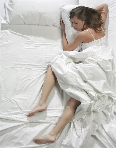 Woman Sleeping In The Bed Stock Photo Image Of Cleanliness