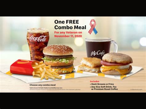Participating Mcdonalds Offering Free Combo Meals For Veterans On