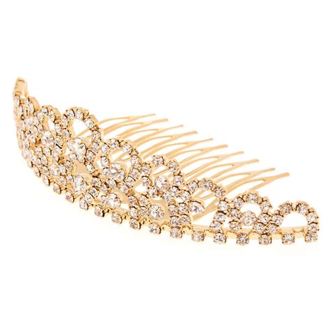 Mini Gold Crystal Tiara Hair Comb Claires Us