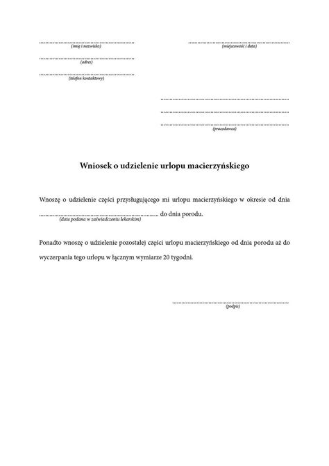 Wniosek o urlop macierzyński 2023 wzór pdf do druku