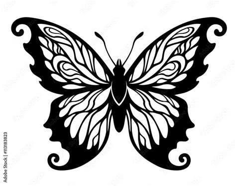 Vector Illustration Decorative Black And White Butterfly Design Stock