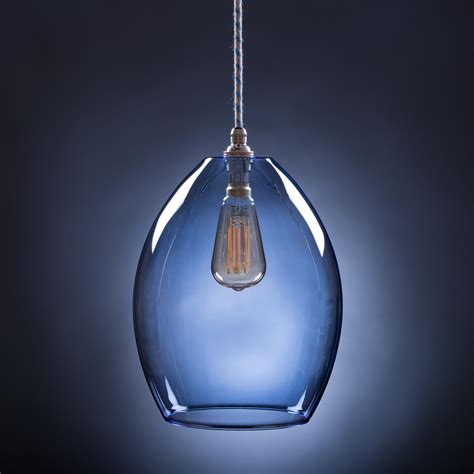 bertie large pale blue glass pendant light glow lighting