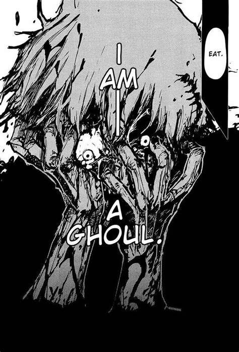 An Anime Scene With The Words I Am A Ghoul In White And Black