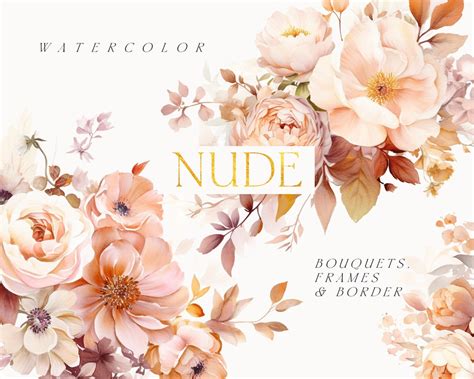 Watercolor Flowers Clipart Nude Flowers Fall Floral Clipart Png Wedding Clipart Neutral Flowers
