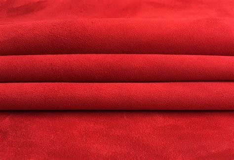 Hot Red Natural Suede Fabric Red Genuine Sheep Suede Chili
