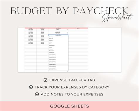 Paycheck Budget Spreadsheet Budget By Paycheck Spreadsheet Etsy