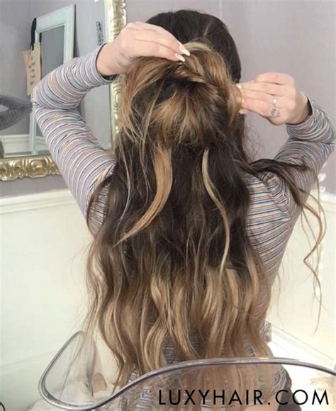 How To Style Long Hair Beach Waves And Messy Bun