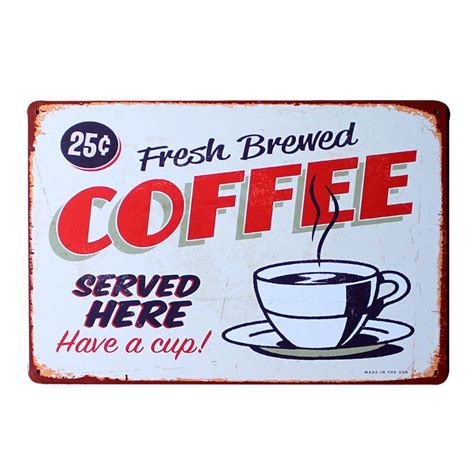 Retro Coffee Shop Sign Fresh Brewed Coffee