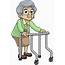 Frail Old Woman With Walker Cartoon Vector Clipart  FriendlyStock