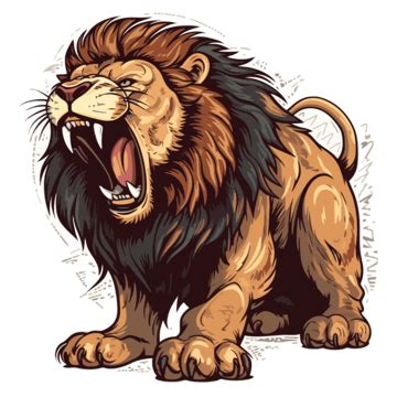 Lion Roaring Clipart Lion With Fierce Mouth Cartoon Vector Lion