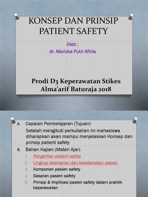 Konsep Dan Prinsip Pasien Safety Dr Marizka Pdf