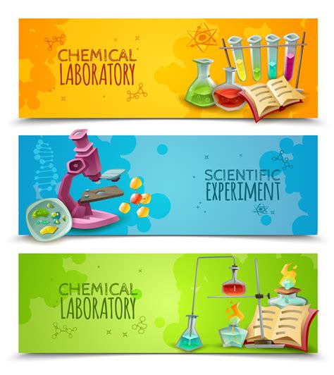 Scientific Chemical Laboratory Flat Banners Set 478781 Vector Art At