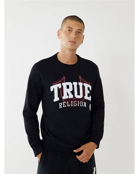 True Religion Mens True Logo Sweatshirt Black Jumper