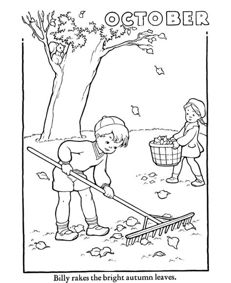 Hello October Autumn Coloring Page Download Print Or Color Online