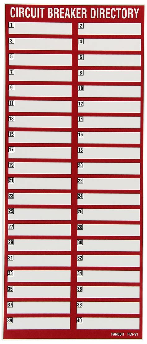 Printable Circuit Breaker Panel Label Template