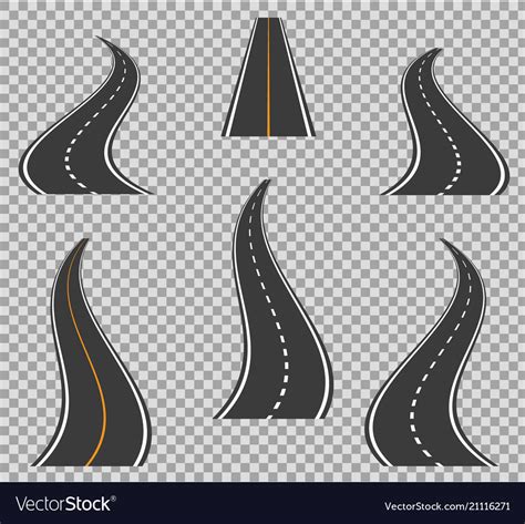 Road Icons Footpath Bending And High Ways Road Vector Image