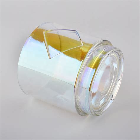 Custom Holographic Glass Candle Jars With Metal Labelhigh Quality