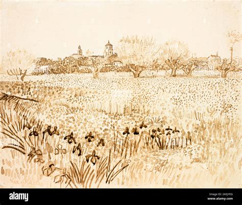 Vincent Van Gogh Landscape Drawing In Pen And Ink View Of Arles 1888