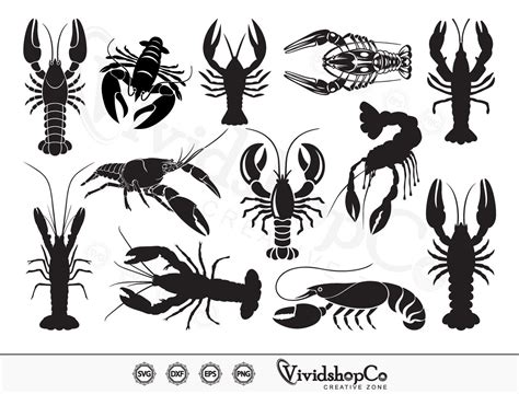 Crawfish Svg Clipart Cut Files For Silhouette Files For Etsy