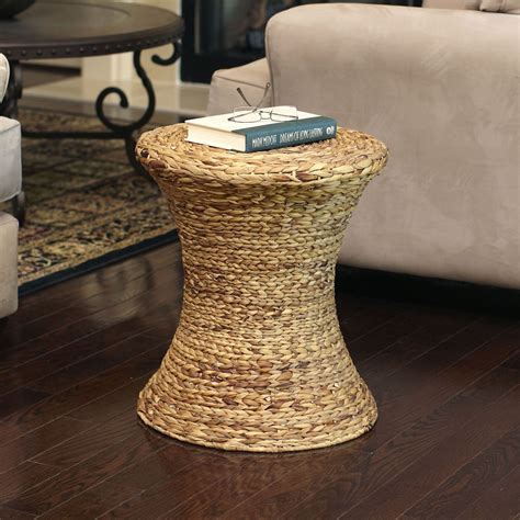 Wicker Hourglass Accent Table Wicker Table Rustic Side Table Drum Table