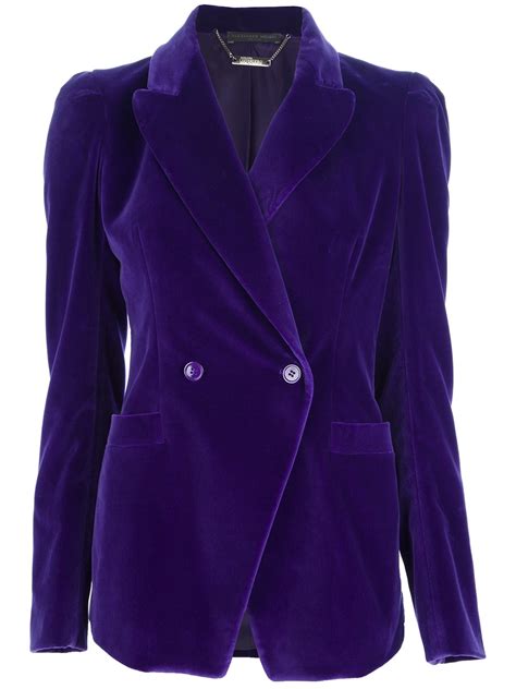 Alexander Mcqueen Velvet Blazer In Purple Lyst