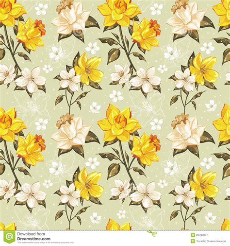 Spring blossom seamless pattern on white background. Elegant Spring Floral Seamless Pattern Stock Vector ...