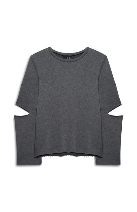 ➤ informiere dich jetzt mit tiendeo! Primark - Graues Sweatshirt mit Ellenbogenschlitz | Graues ...