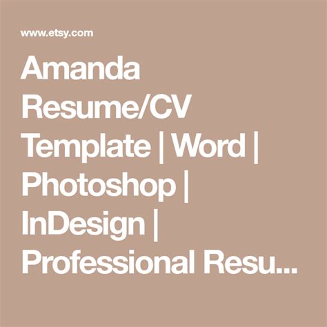 Amanda Resume CV Template Word Photoshop InDesign Professional