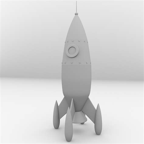 Retro Rocket 3d Model 3ds Fbx Blend Dae