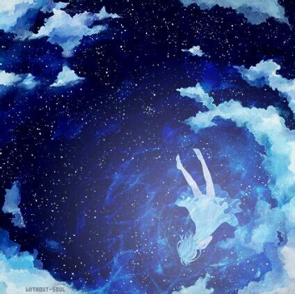 Stars falling from the sky. anime girl falling from sky on We Heart It