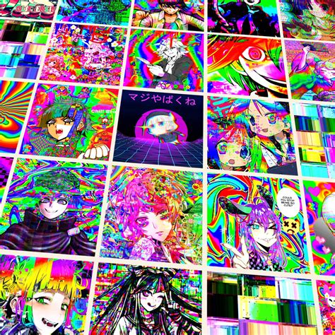 Glitchcore Anime Wall Collage Kit 25 Pics Indie Room Decor Etsy Uk