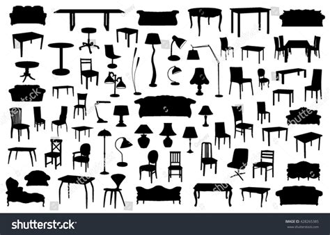 Set Furniture Silhouettes Stock Vector 428265385 Shutterstock