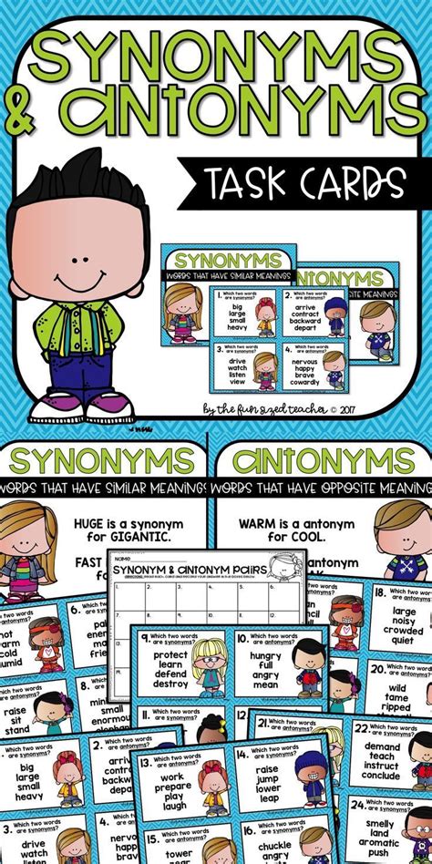 Synonym And Antonym Task Cards Synonyms And Antonyms Task Cards Antonym