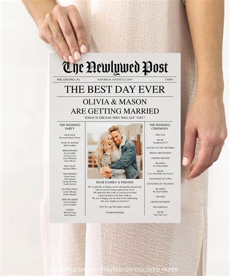 Newspaper Wedding Program Fully Editable Printable Wedding - Etsy UK