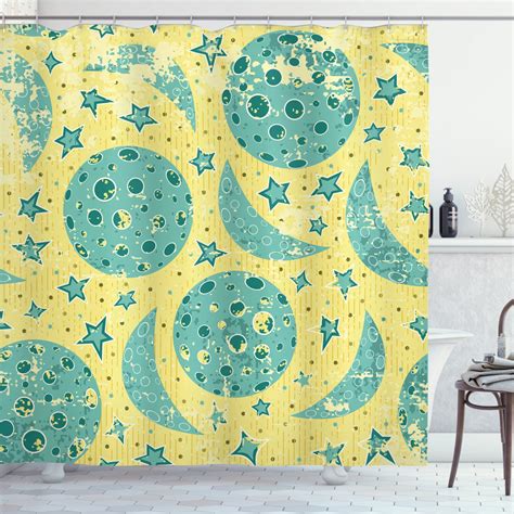 Ambesonne Moon Shower Curtain Grunge Style Moon Phases 69wx70l
