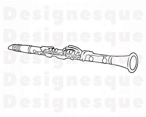 Clarinet Outline Svg Clarinet Clipart Clarinet Files For Etsy