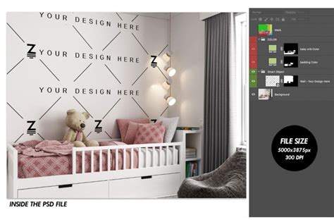 Download Kids Bedroom Mockup to change the wall surface
