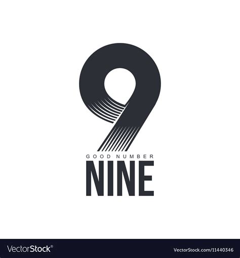 Black And White Technological Number Nine Logo Vector Image