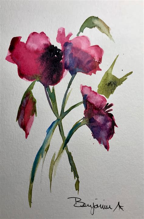 Spring Flower Wall Art Original Watercolor Painting Watercolour