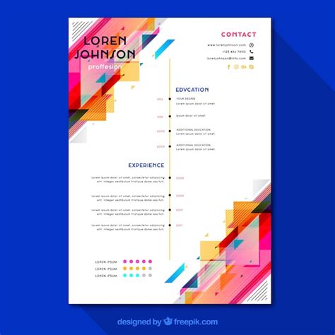 Free Vector Colorful Resume Template