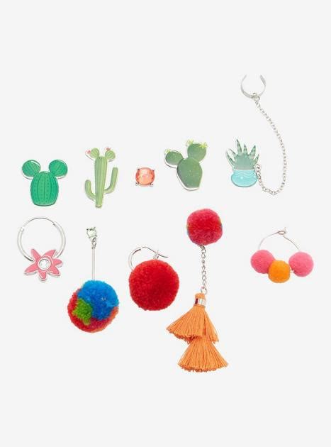 Disney Mickey Mouse Cactus Mix And Match Earring Set Boxlunch