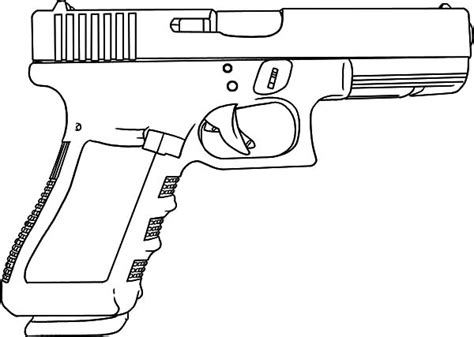 Pistol Gun Coloring Drawing Guns Drawings 9mm Simple Draw Pages Kids