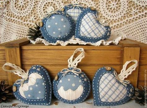 Textured fabric hearts decor pattern background vector. Denim Fabric Craft Ideas for Creative Christmas Decorating
