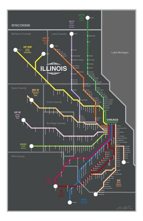 Chicago Metra Map Metra Train Map Chicago United States Of America