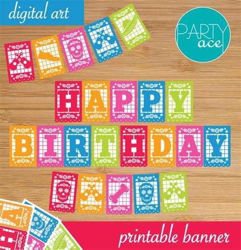 Mexican Happy Birthday Printable Banner For Party Decoration Etsy