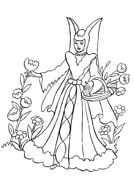 Coloriage princesse medievale sur Hugolescargot.com