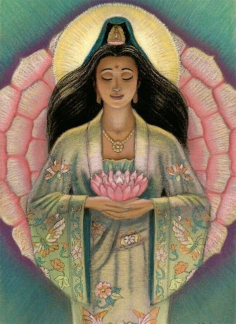 Kuan Yin Lotus Buddha Art Poster Goddess Buddhist Meditation