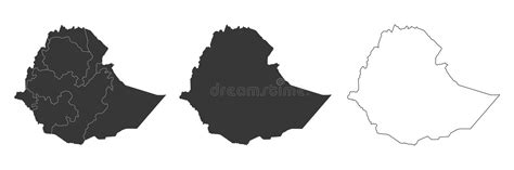Set Of 3 Maps Of Ethiopia Vector Illustrations Stock Vector