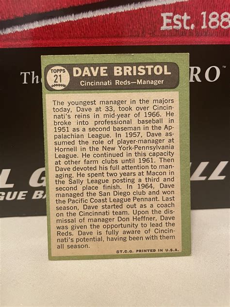 1967 Topps Baseball Card Dave Bristol 21 Exnm Condition Combined Shipping Ebay